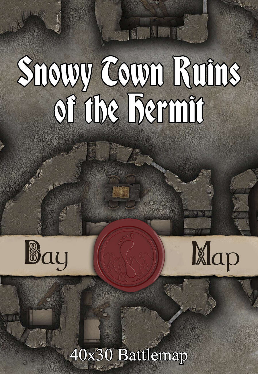 40x30 Multi-Level Battlemap - Snowy Town Ruins of the Hermit - Seafoot ...