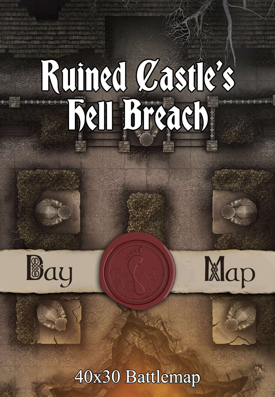 40x30 Battlemap - Ruined Castle’s Hell Breach - Seafoot Games | Castles ...