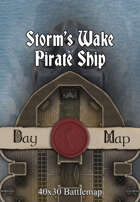 Storm’s Wake Pirate Ship Multi-Level 40x30 D&D Battlemap with Adventure