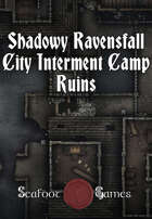 Shadowy Ravensfall City Internment Camp Ruins 40x30 D&D Multi-Level Battlemap with Adventure