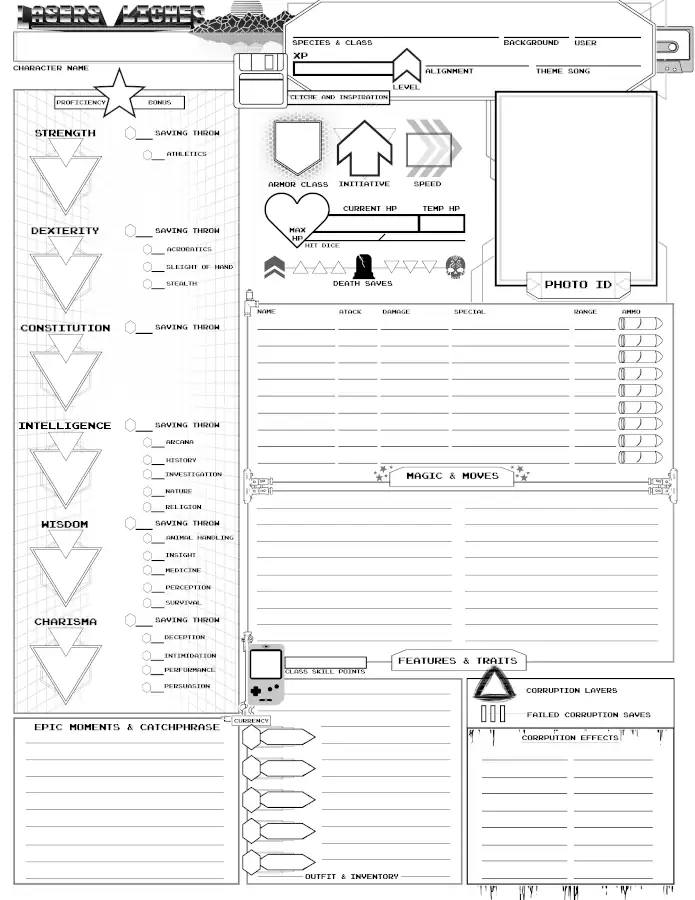 Character Sheet for Lasers & Liches - Lasers & Liches | Lasers