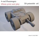 28mm print and play 4-rad Flamwagen Sci-fi gaming vehicle 3d Files