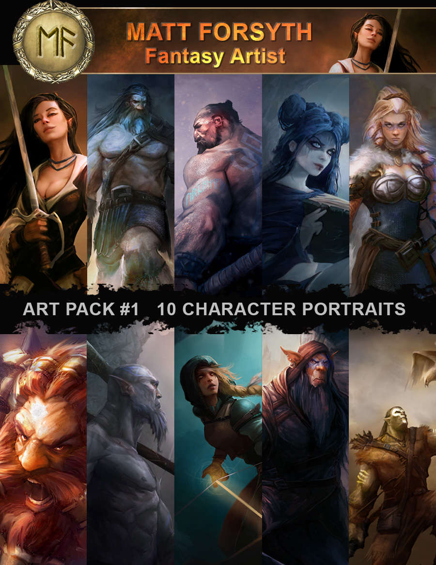 Art Pack#1 Fantasy Character Portraits - Matt Forsyth Art | DriveThruRPG