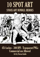 Old School 10 Black & White Fantasy Character Illustrations: Heroes