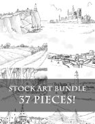 Fantasy Sketches - 37 Fantasy Stock Art Images - Towns, Cities, Ports, Lighthouses, Caves, Farms, Villages, and more!