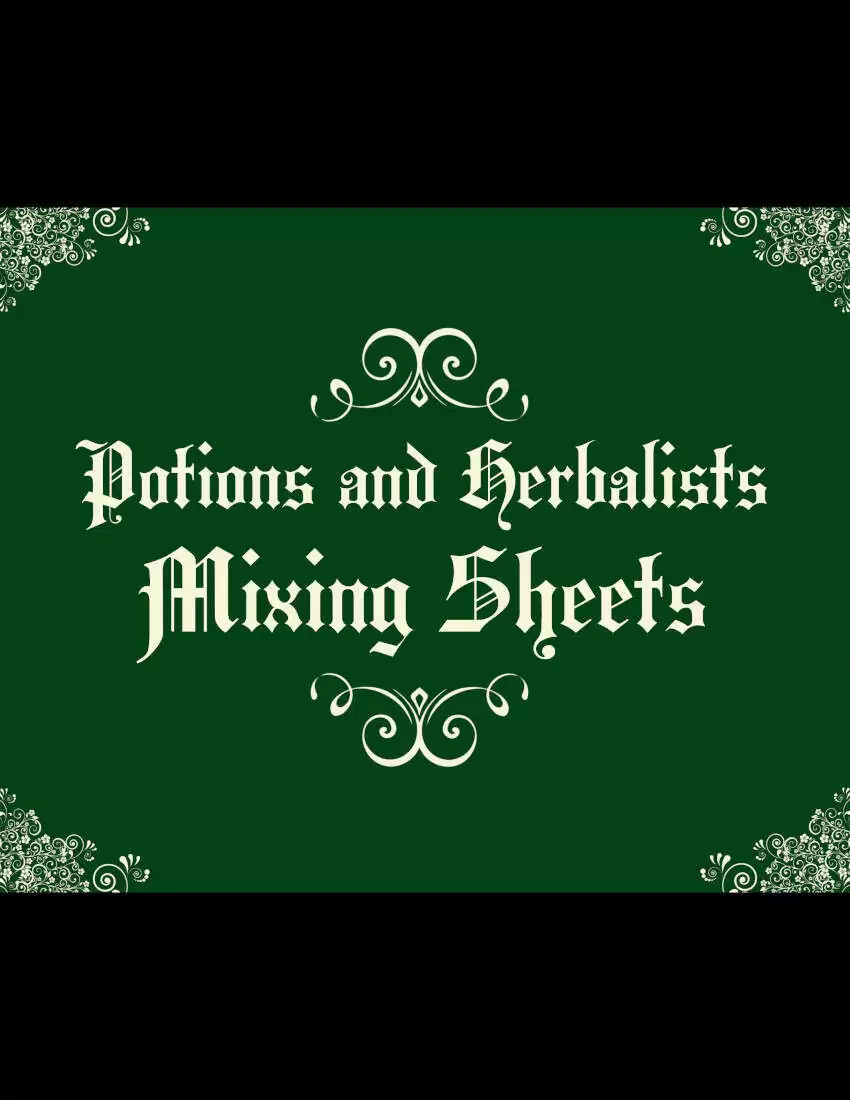 POTIONS AND HERBALISTS - Mixing Sheets