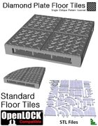 OpenLOCK Floor Tiles - Diamond Plate Single Oblique Pattern (Coarse) (STL Files)