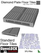 OpenLOCK Floor Tiles - Diamond Plate Single Oblique Pattern (Fine) (STL Files)