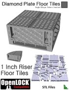 OpenLOCK 1 inch Riser Tiles - Diamond Plate Single Oblique Pattern (Medium) (STL Files)