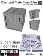 OpenLOCK 2 inch Riser Tiles - Diamond Plate Single Oblique Pattern (Coarse) (STL Files)
