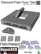 OpenLOCK Hatchway Tiles - Diamond Plate Single Oblique Pattern (Fine) (STL Files)