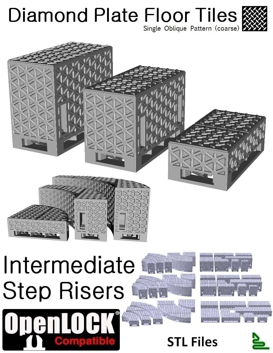 OpenLOCK Step Riser Tiles - Diamond Plate Single Oblique Pattern ...