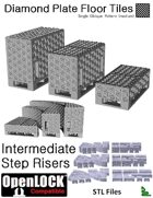 OpenLOCK Step Riser Tiles - Diamond Plate Single Oblique Pattern (Medium) (STL Files)