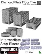 OpenLOCK Step Riser Tiles - Diamond Plate Single Oblique Pattern (Fine) (STL Files)