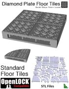 OpenLOCK Floor Tiles - Diamond Plate Double Oblique Pattern (Coarse) (STL Files)