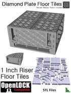 OpenLOCK 1 inch Riser Tiles - Diamond Plate Double Oblique Pattern (Coarse) (STL Files)
