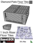 OpenLOCK 1 inch Riser Tiles - Diamond Plate Double Oblique Pattern (Fine) (STL Files)