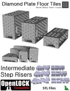 OpenLOCK Step Riser Tiles - Diamond Plate Double Oblique Pattern (Coarse) (STL Files)