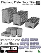 OpenLOCK Step Riser Tiles - Diamond Plate Double Oblique Pattern (Fine) (STL Files)