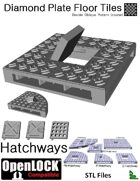 OpenLOCK Hatchway Tiles - Diamond Plate Double Oblique Pattern (Coarse) (STL Files)