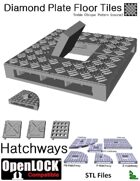 OpenLOCK Hatchway Tiles - Diamond Plate Treble Oblique Pattern (Coarse) (STL Files)