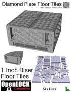 OpenLOCK 1 inch Riser Tiles - Diamond Plate Treble Oblique Pattern (Fine) (STL Files)
