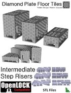 OpenLOCK Step Riser Tiles - Diamond Plate Treble Oblique Pattern (Coarse) (STL Files)
