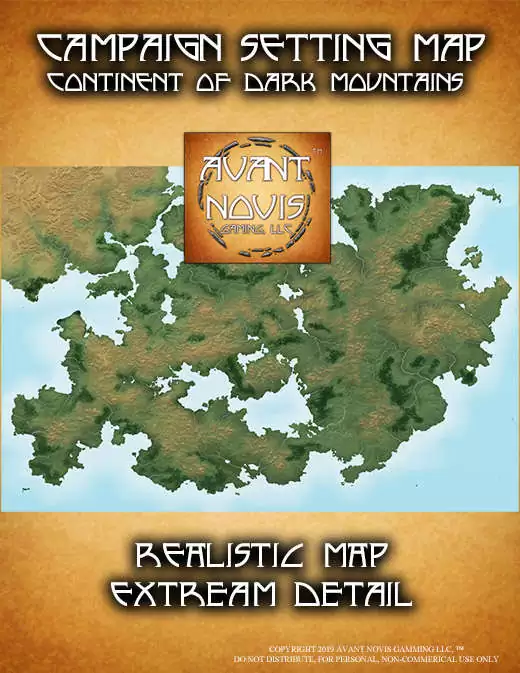 Campaign Setting Map. Extreme Detail. Continent of Dark Mountains ...