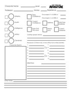 Play Your Own Adventure Deluxe Character Sheet