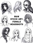 Black and White Stock Art: Female Headshots