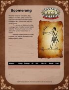 Boomerang - One Sheet for Savage Worlds