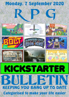 RPG Kickstarter Bulletin 7th September 2020