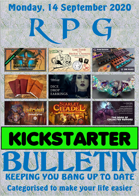 RPG Kickstarter Bulletin 14th September 2020