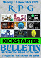 RPG Kickstarter Bulletin 16th November 2020