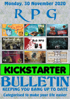 RPG Kickstarter Bulletin 30th November 2020
