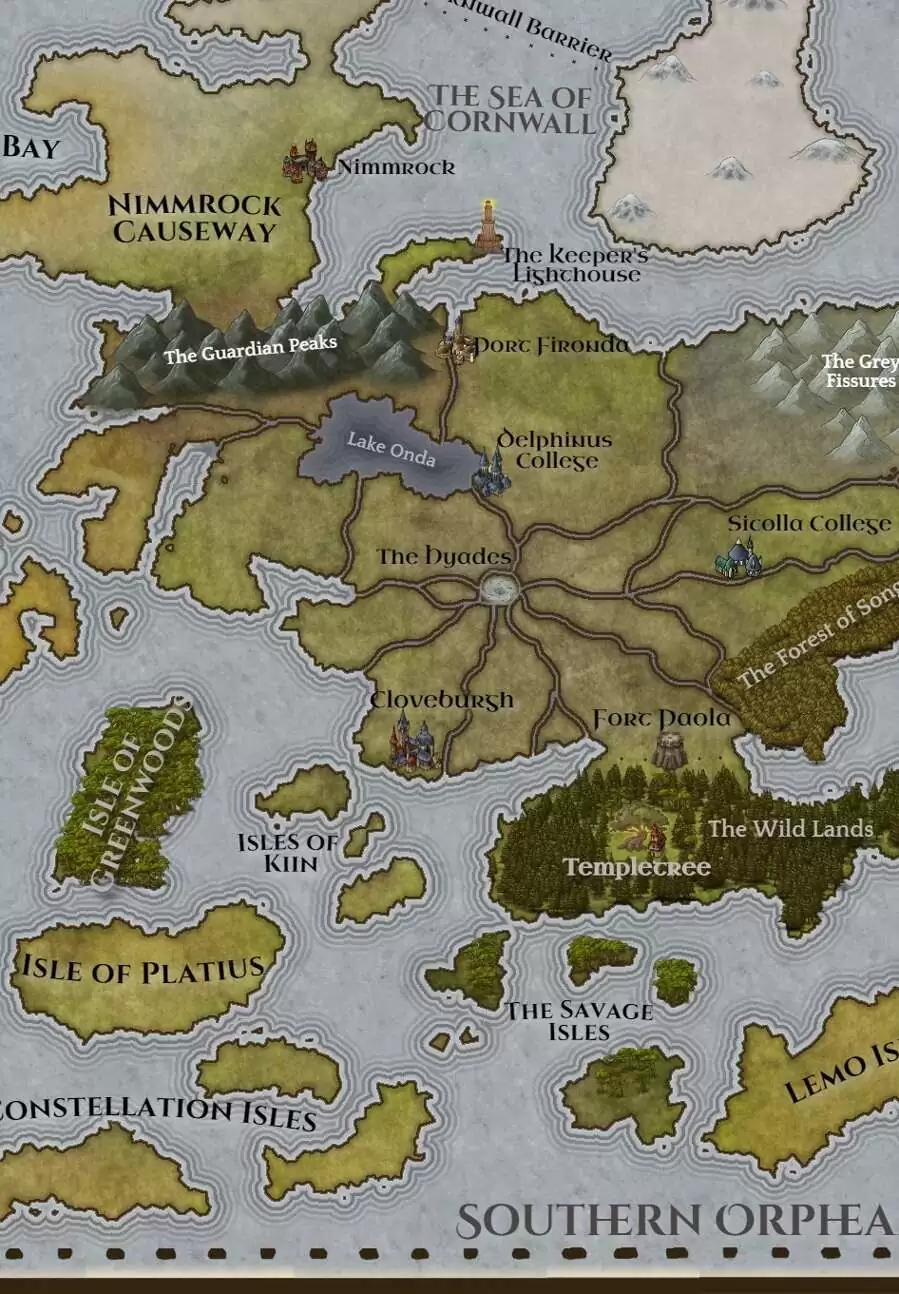 Mariada World Island Continent Map - LeLanglacier | DriveThruRPG