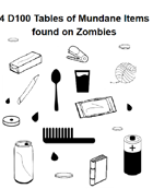 4 D100 Tables of Mundane Items found on Zombies