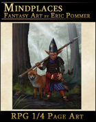 Quarter Page, Gnome warrior RPG illustration