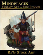 Gnome Warrior with Fox Stock Art