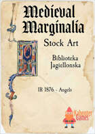 Medieval Marginalia - Illuminated Capital I with Angels- STOCK ART