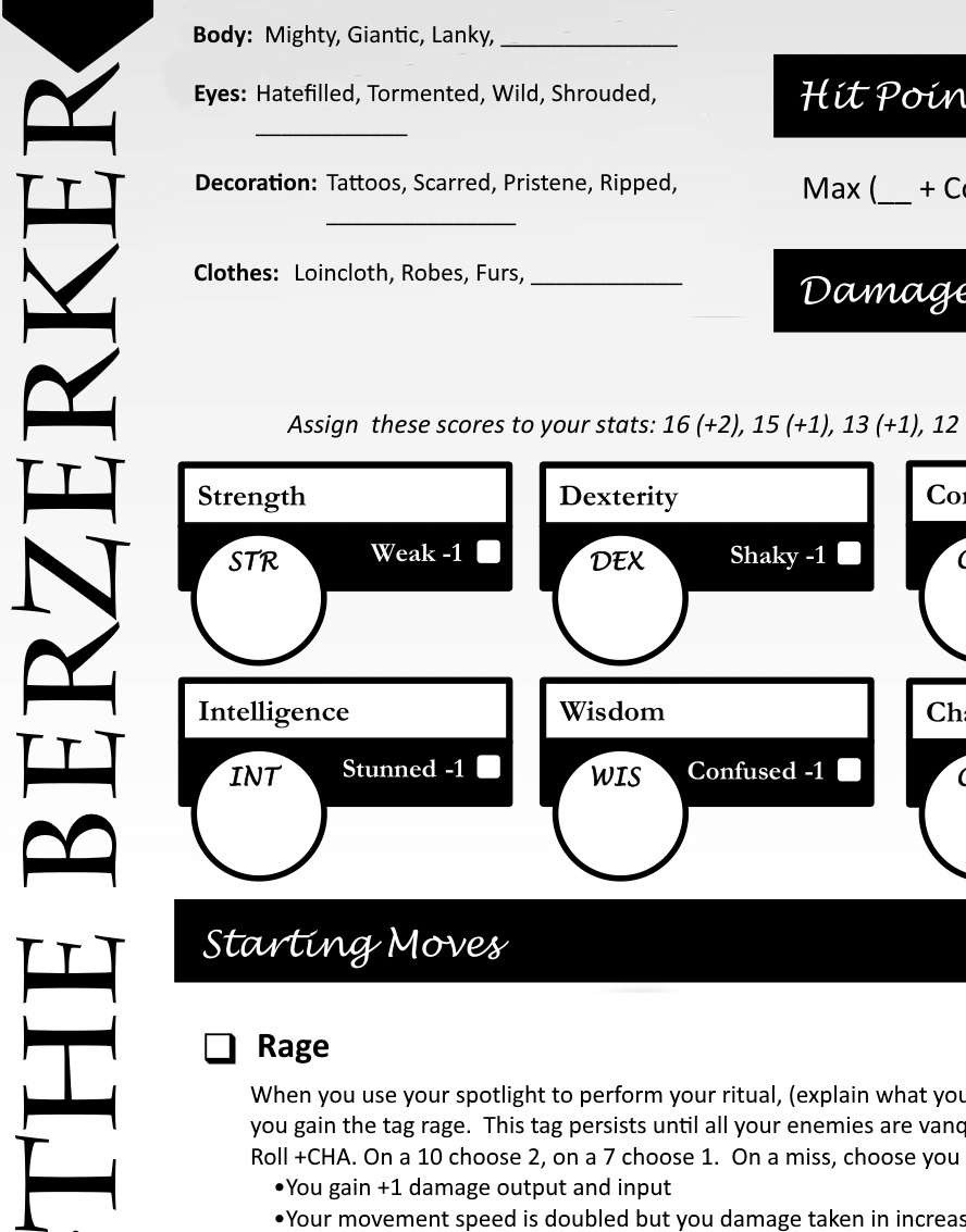 The Berzerker - Dungeon World Playbook - Ceazor | DriveThruRPG