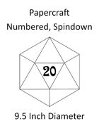 Papercraft d20 - Numbered, Spindown - 9.5in