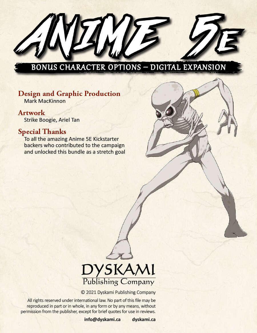 Anime 5E: Fifth Edition Fantasy Role-Playing Adventures - Dyskami  Publishing Company, Anime 5E