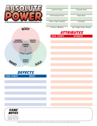 Absolute Power Fillable Character Sheet (Silver Age Sentinels Second Edition)