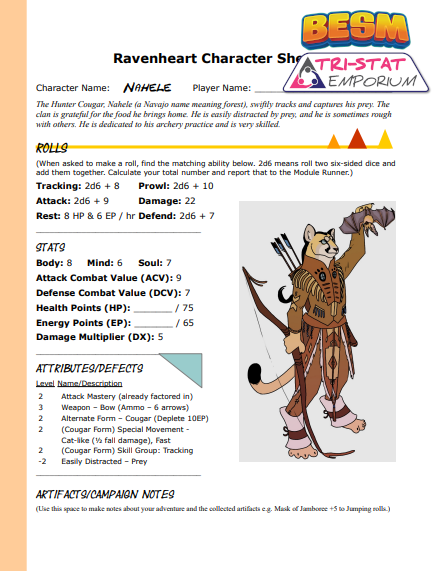 [BESM 4] Lifewish: Ravenheart - Nahele Character Sheet - Dyskami ...