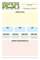 BESM 2 Retro Fillable Character Sheet - Second Edition (Big Eyes, Small Mouth)