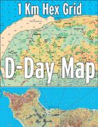 D-Day Map with 1 Kilometer Hex Grid