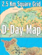 D-Day Map with 2.5 Km Square Grid