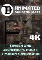 Animated Dungeon Maps: Tavern And Alchemist's House + Mason's Workshop 4k