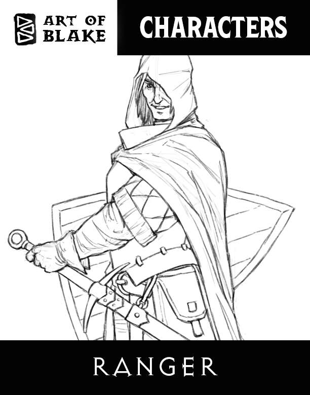 Character Stock Art - Ranger - Lineart - artofblake | DriveThruRPG